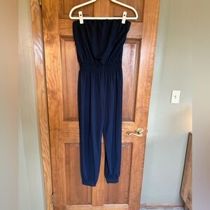 Trina Turk Navy Strapless Jumpsuit